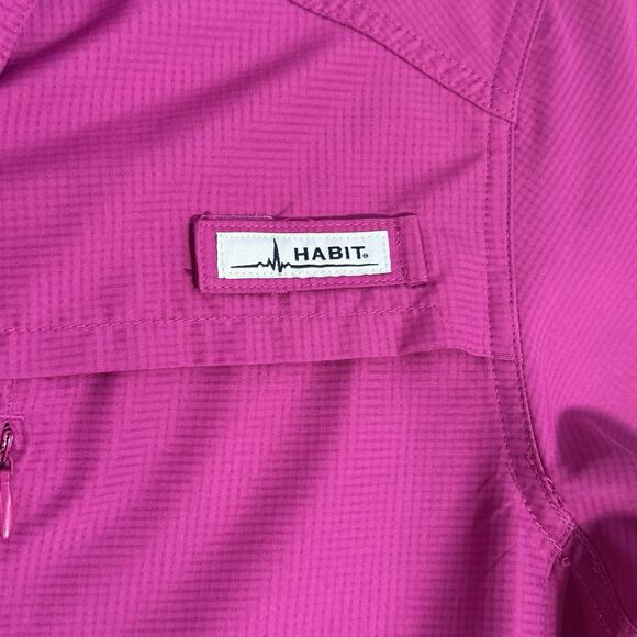 HABIT Women's M Fishing Shirt Short Sleeve V Neck Pink Outdoor Solar Factor 40+ - Picture 2 of 12
